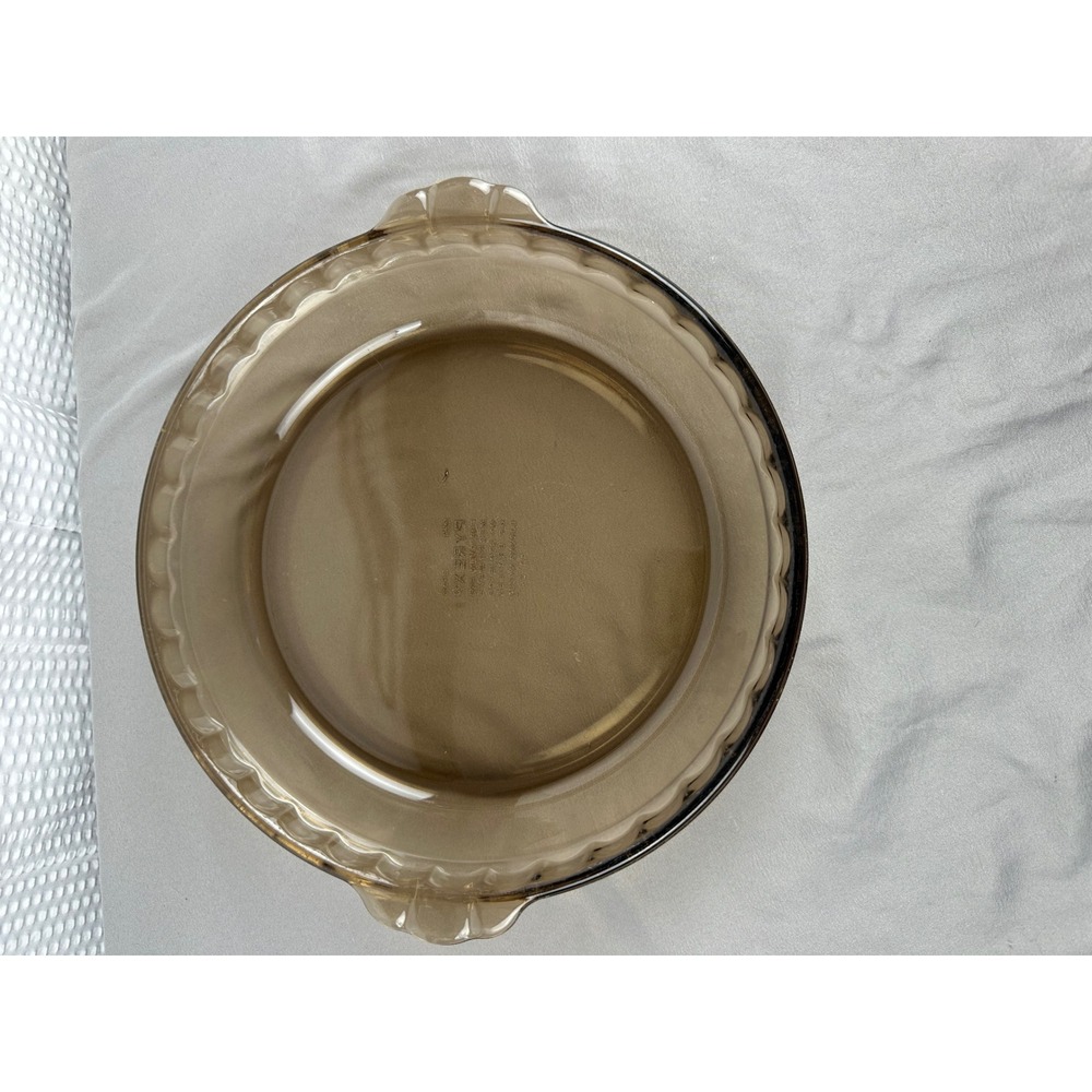 Vintage Pyrex Flameware Pie Plate #229 Amber Glass made in USA